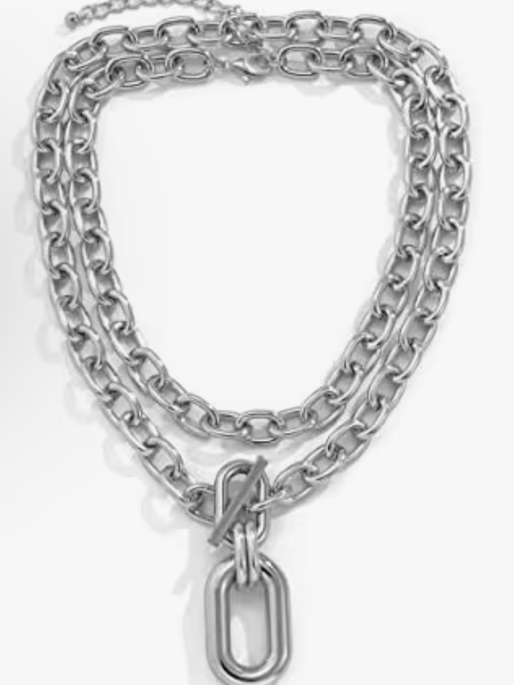 Designer Mayamar Classic Chunky Chain Toggle Necklace - Silver